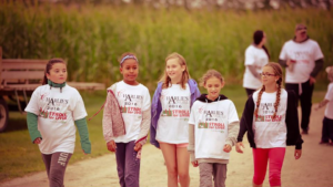 A group of girls walks in the Stroll