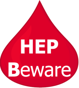 Hep Beware blood drop logo