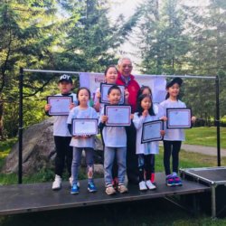Little heroes: group of children receiving certificate