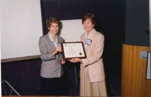 Diane Cox Received Gold Medal from Eve Roberts_1995