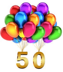 balloons holding a number 50