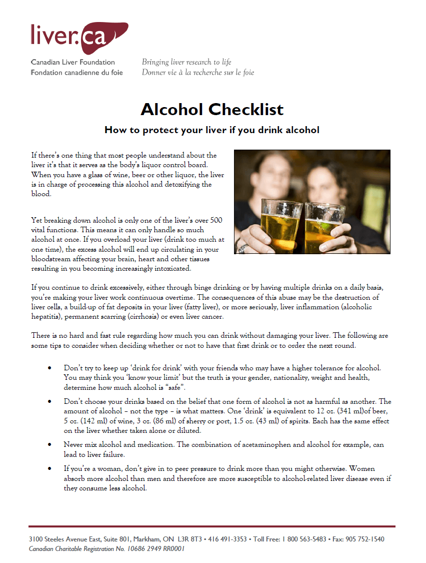 Alcohol checklist