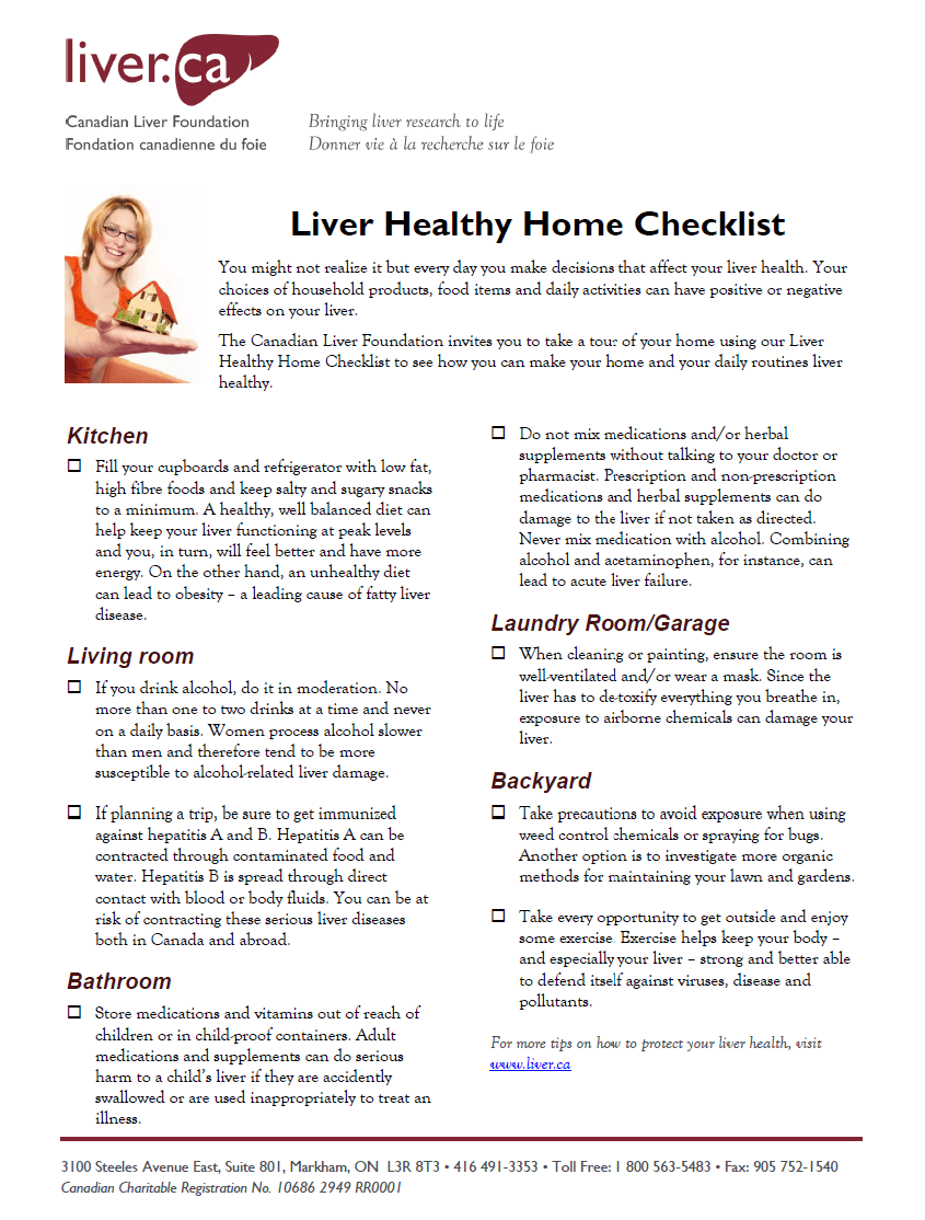 Liver healthy home checklist