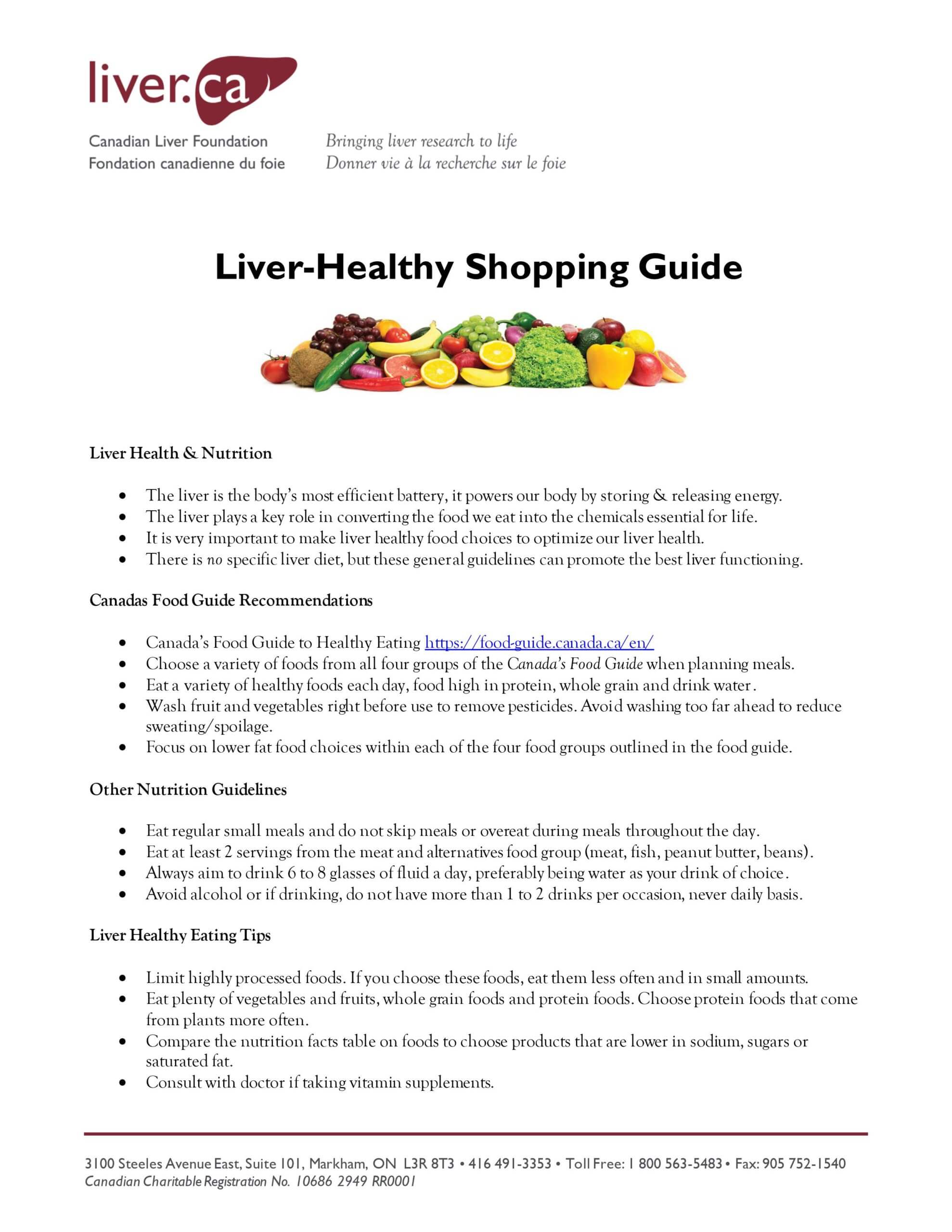Image of the liver healthy shopping guide information sheet