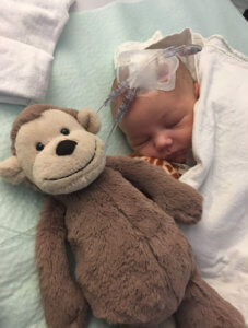 Picture of baby Nolan with stuffed monkey
