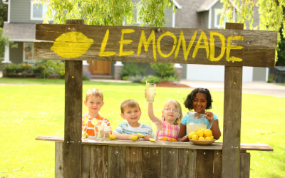 Four children at a lemonade stand